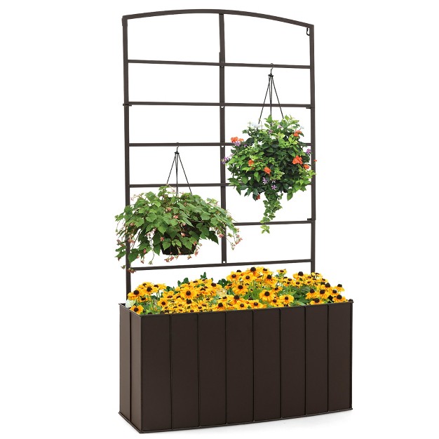 Costway Outdoor Metal Raised Garden Bed Planter Box Container For Flower Climbing Plants