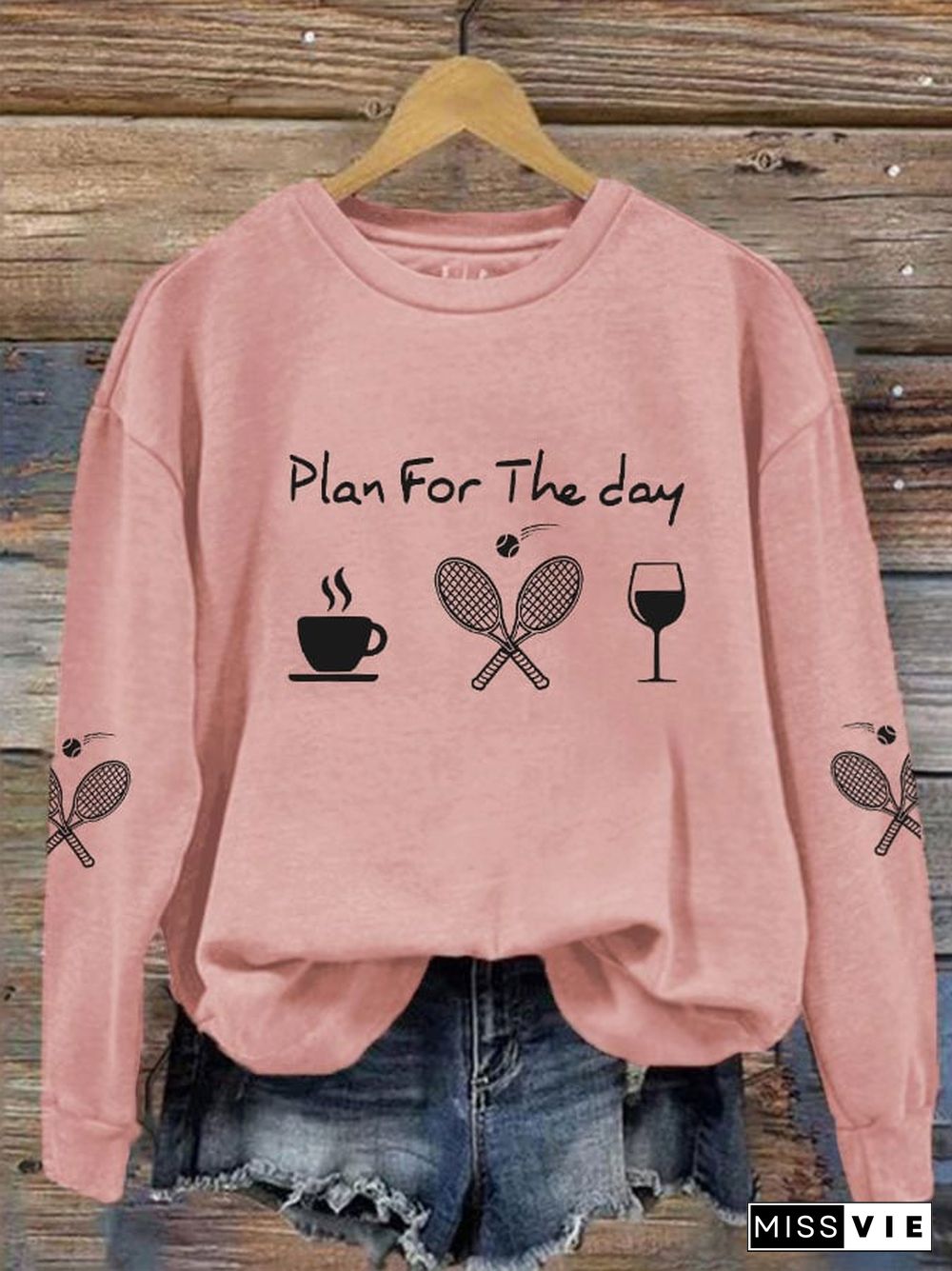 women's plan for the day tennis sweatshirt