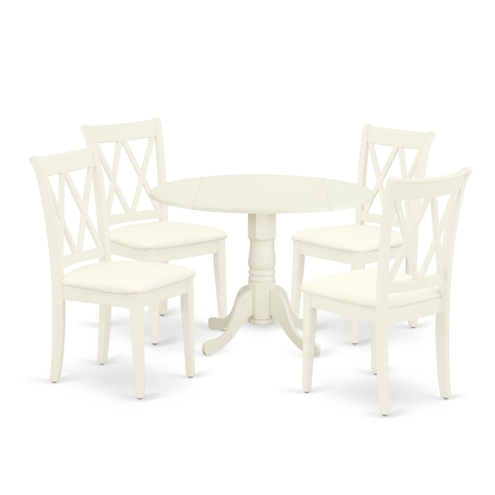 East West Furniture 5 Piece Kitchen Table Set  a Dining Table and 4 Linen Fabric Dining Chairs  (Finish Options)