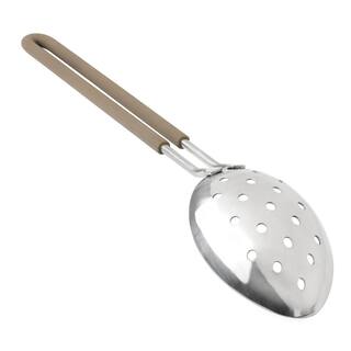 MARTHA STEWART Everyday Stainless Steel Slotted Spoon Kitchen Utensil in Taupe 985117312M