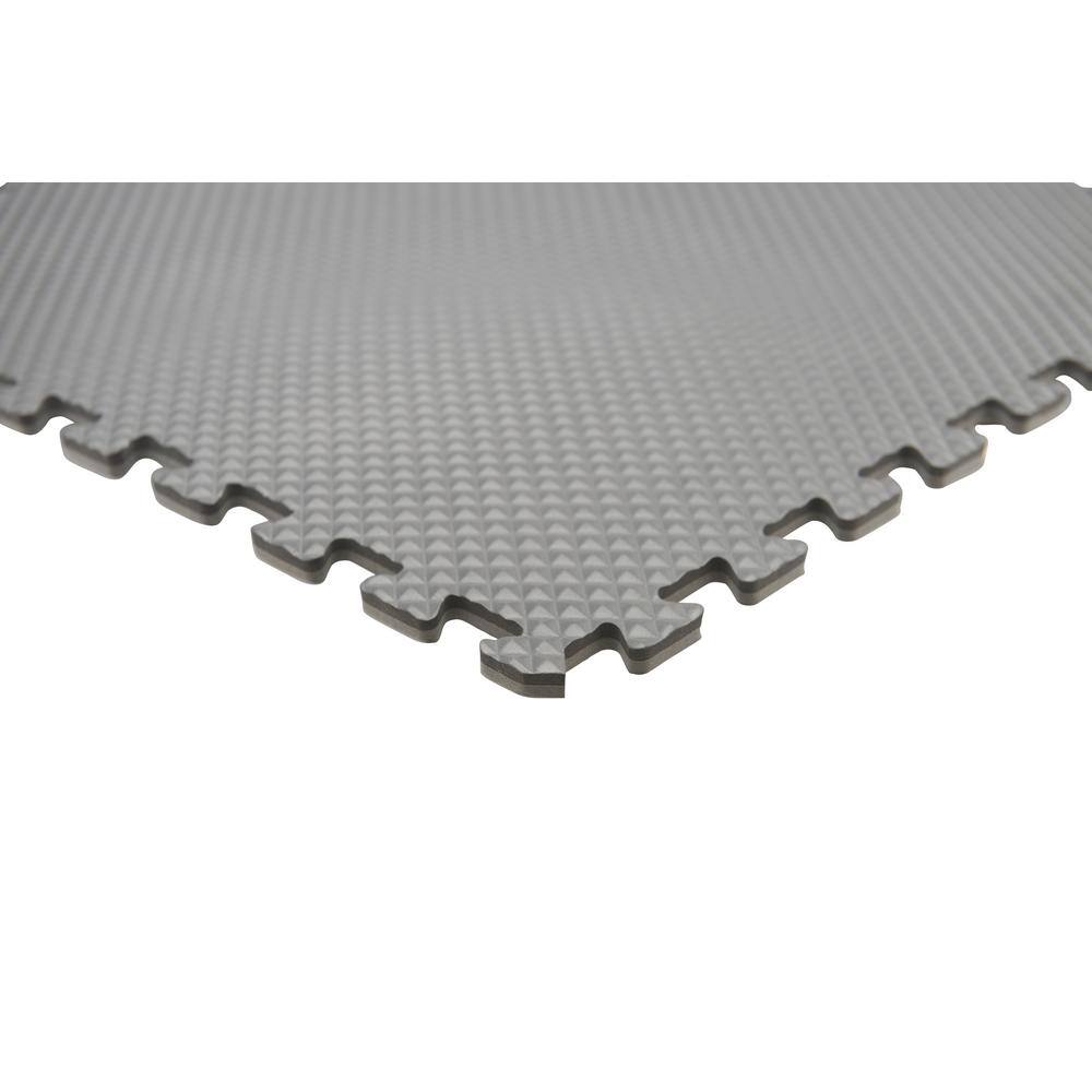 TrafficMaster BlackGray 24 in. x 24 in. x 0.47 in. Foam Dual Sided Gym Floor Tiles (4 TilesPack (16 sq. ft.) 24120HDUS