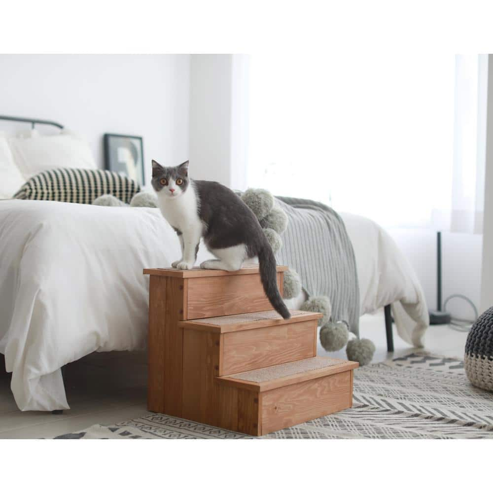 zoovilla Canadian Hemlock Wooden Pet Stairs with Storage PTR0082212010