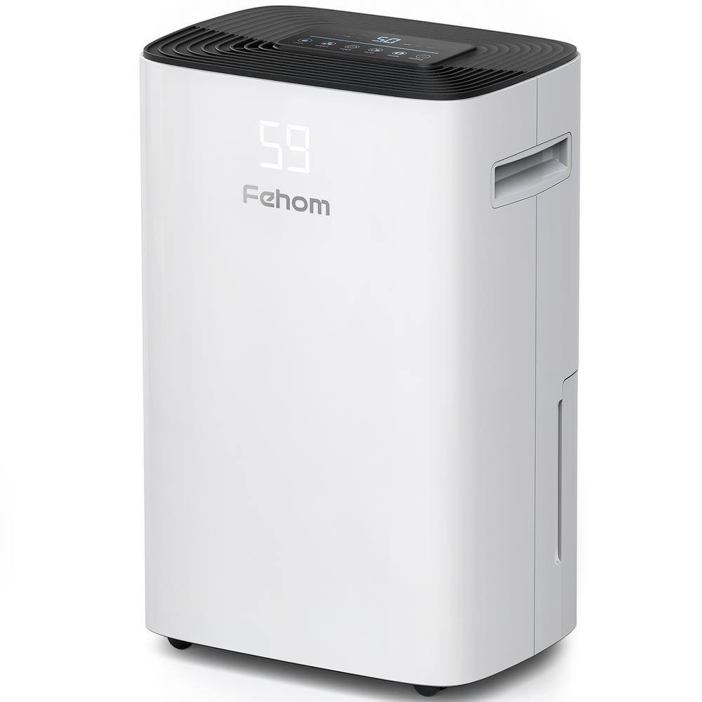 Fehom 50-Pint Dehumidifier With Bucket and Drain for 4500 sq. ft. Bedrooms Basements Bathrooms and Laundry Rooms. White HDCX-PD08F-1