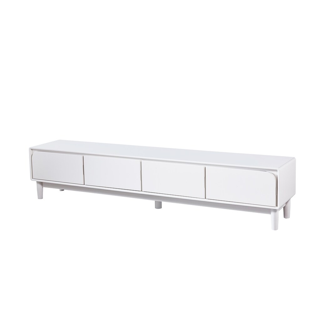 Modern White TV Stand with Four Storage Drawers  Living Room and Bedroom Decor