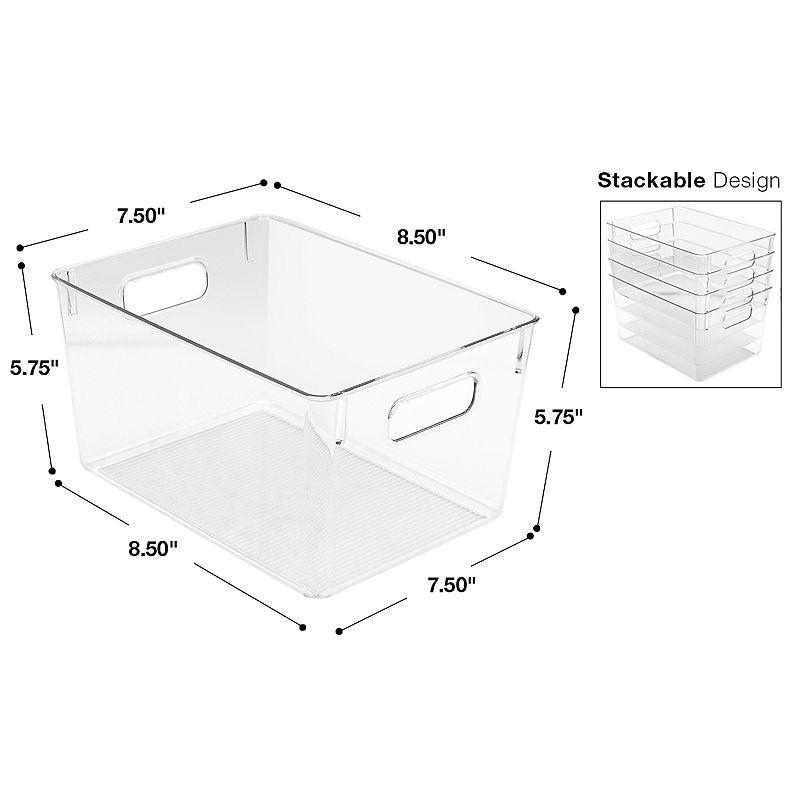 Sorbus 4-Pack Square Fridge Organizer Bins with Handles