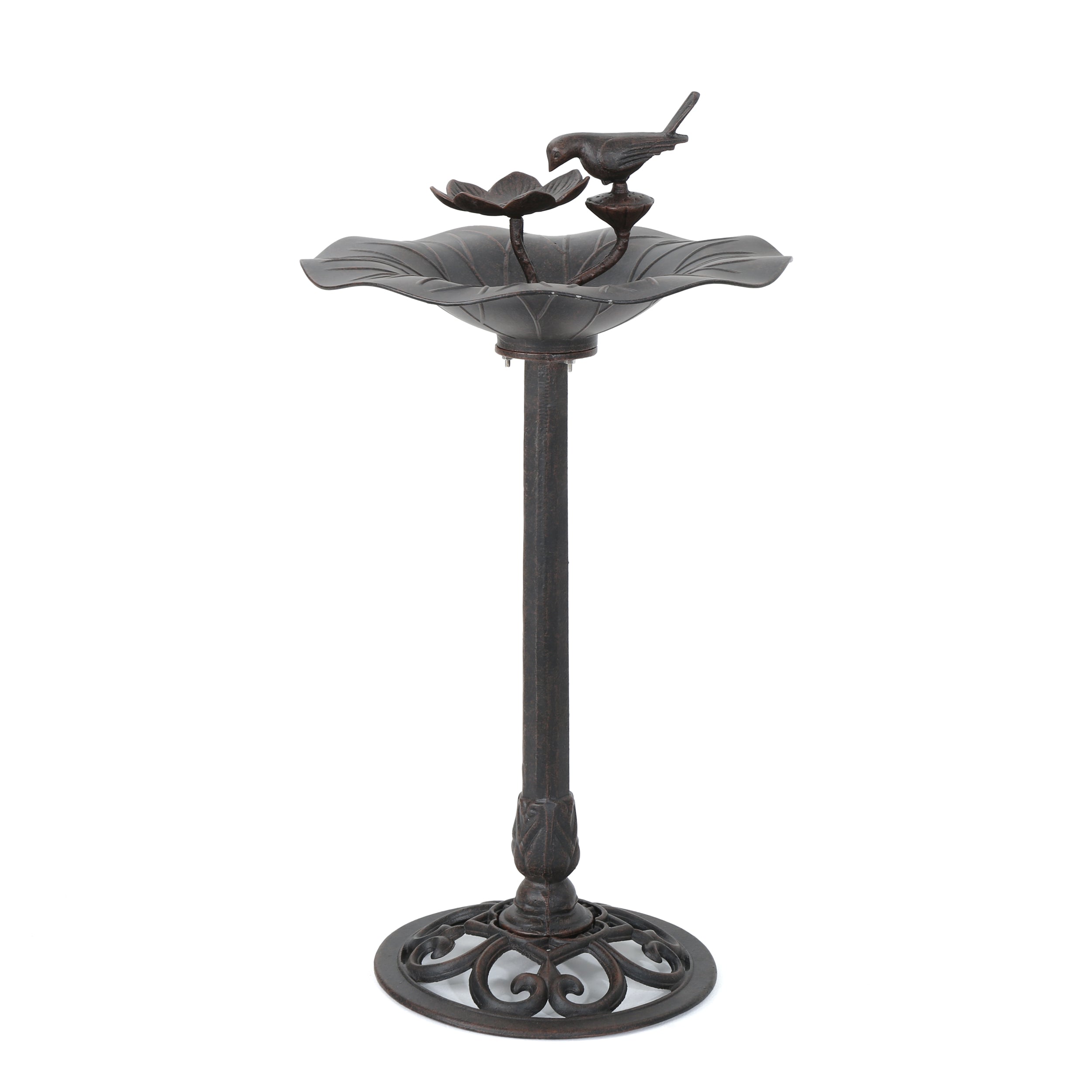 Lancaster Outdoor Bronze Finished Aluminum Top Bird Bath with Iron Base