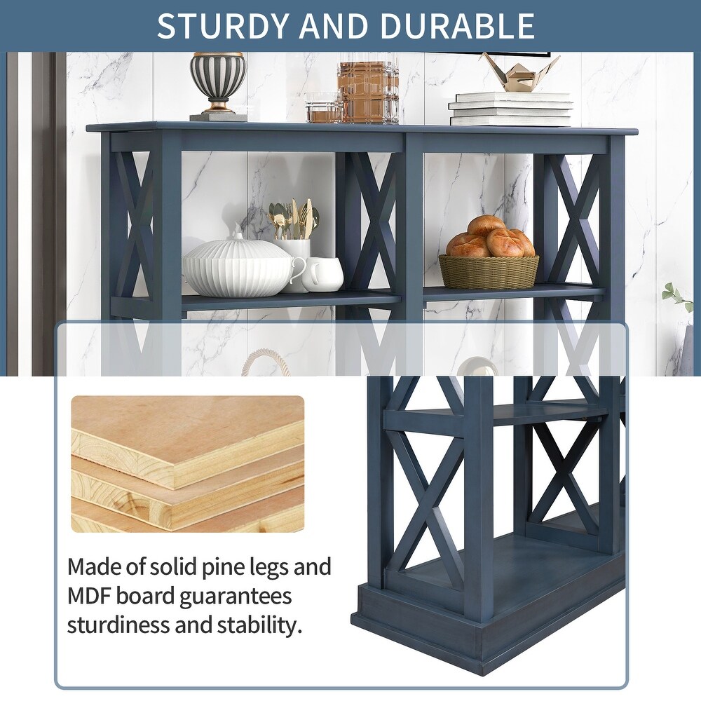 Console Table with 3 Tier Open Storage Spaces and \