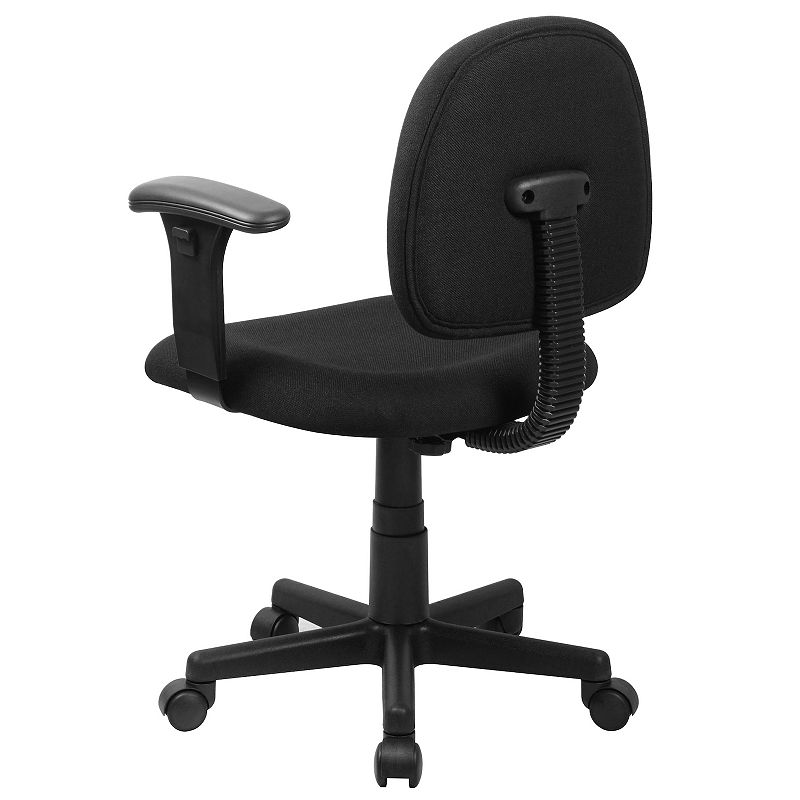 Emma and Oliver Low Back Black Fabric Swivel Task Office Chair with Adjustable Arms