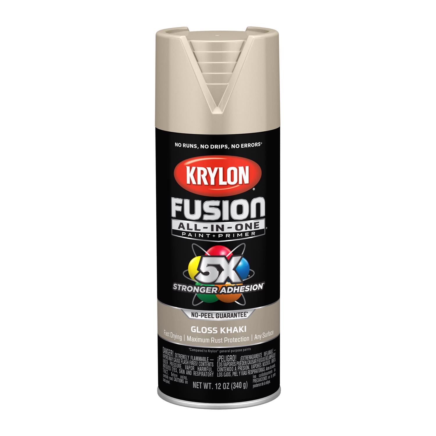 Krylon Fusion All-In-One Gloss Khaki Paint+Primer Spray Paint 12 oz