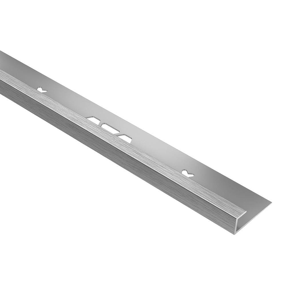 Schluter Systems Vinpro-S Brushed Chrome Anodized Aluminum 18 in. x 8 ft. 2-12 in. Metal Resilient Tile Edge Trim VPS30ACGB