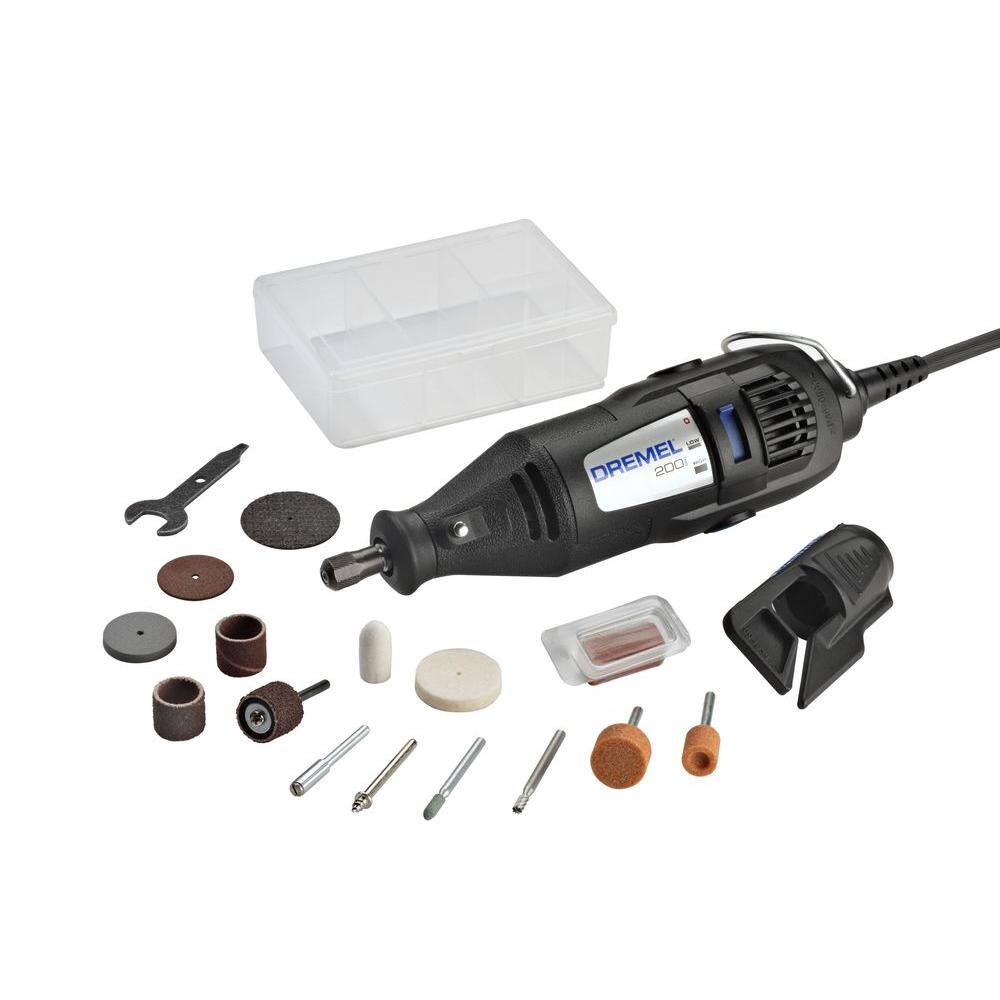 Dremel 200 Series 1.15 Amp Dual Speed Corded Rotary Tool Kit with 15 Accessories and 1 Attachment 200-115