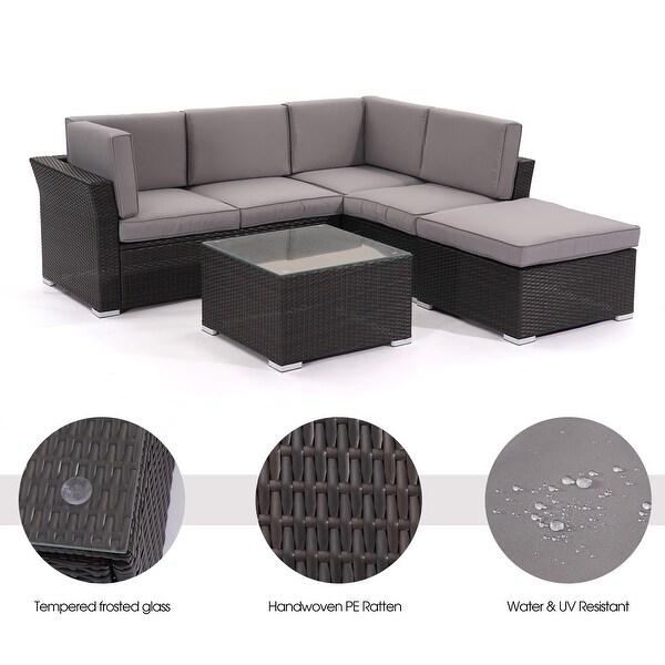 4 pieces Outdoor Patio Furniture Rattan Conversation Sofa Sectional Sets - Overstock - 33808766