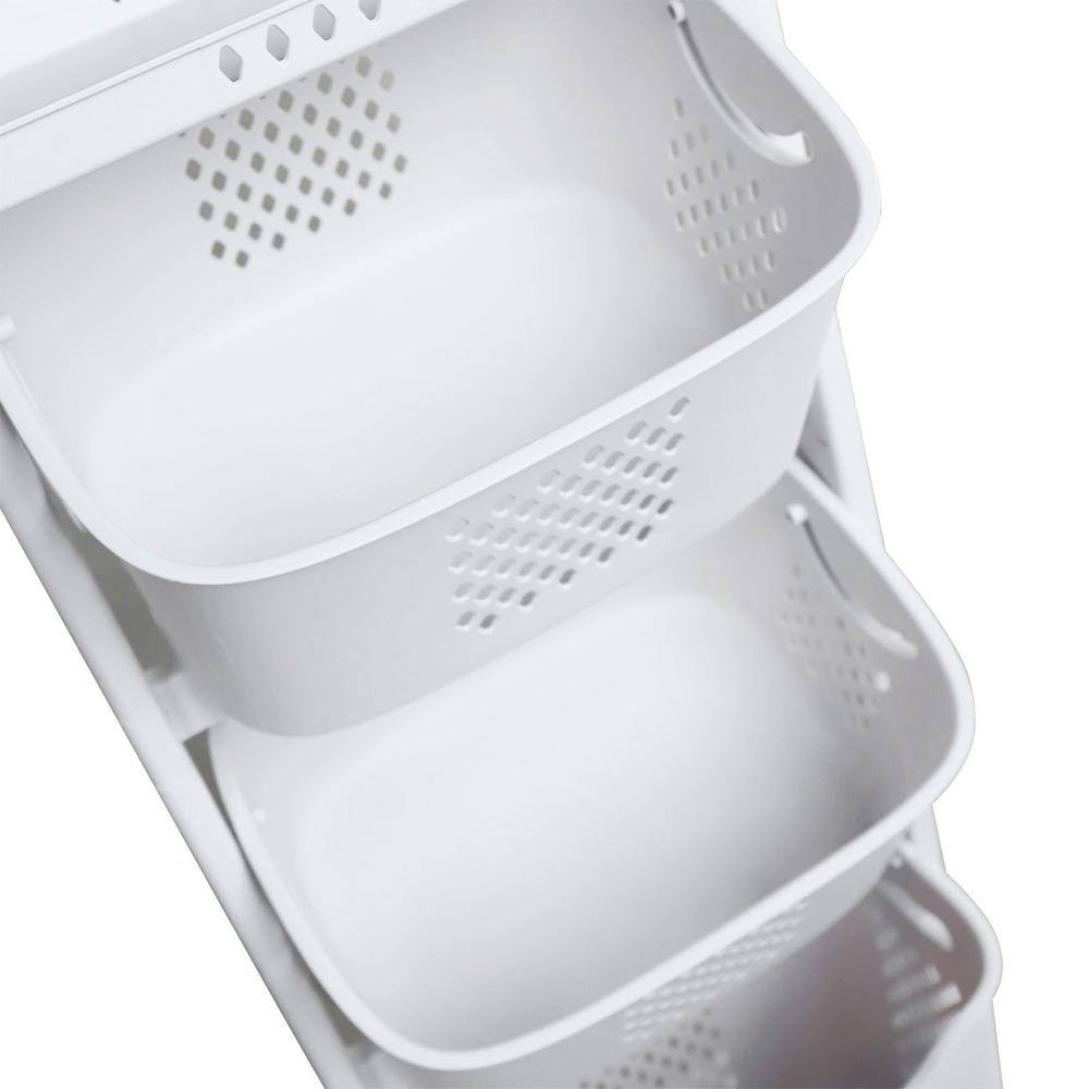 YIYIBYUS 3-Layer Moveable Laundry Basket Bathroom Multi-layer Clothes Storage Basket with Wheels HG-MLCR-5837