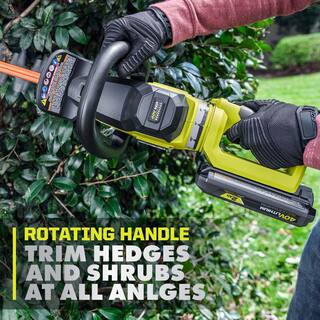 RYOBI 40V HP Brushless Whisper Series 26 in. Cordless Battery Hedge Trimmer with 2.0 Ah Battery and Charger RY40660