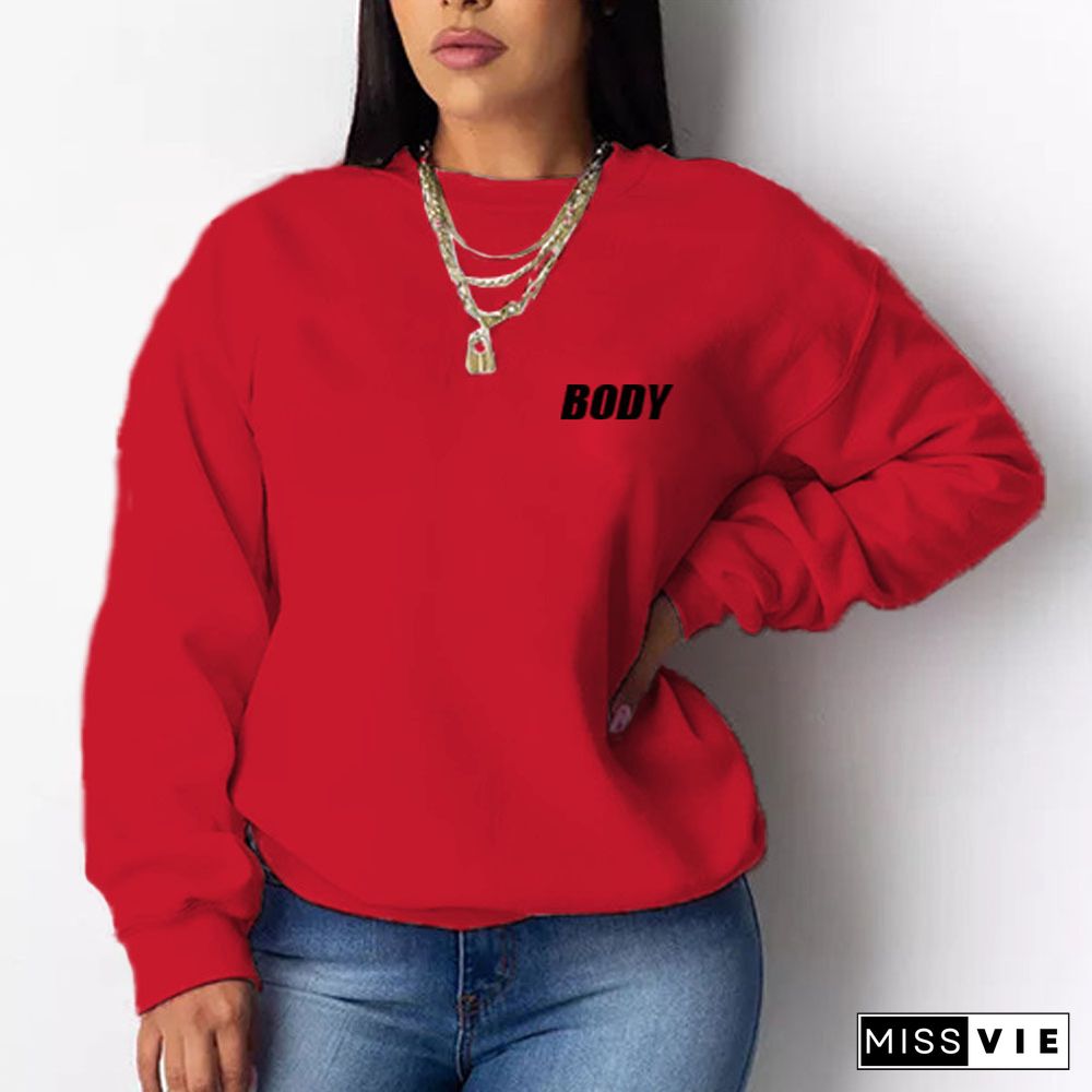 Letter Printed Long Sleeve Casual Sweatshirts