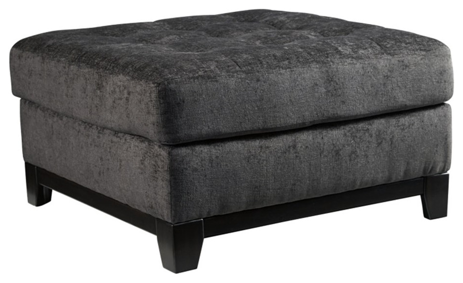 Ashley Furniture Reidshire Fabric Oversized Accent Ottoman in Charcoal  ampBlack   Transitional   Footstools And Ottomans   by Homesquare  Houzz