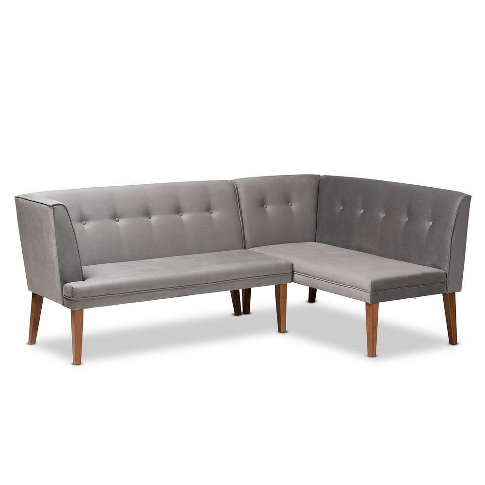 Baxton Studio Stewart Grey and Walnut Brown Dining Sofa Bench 214-11699-HD