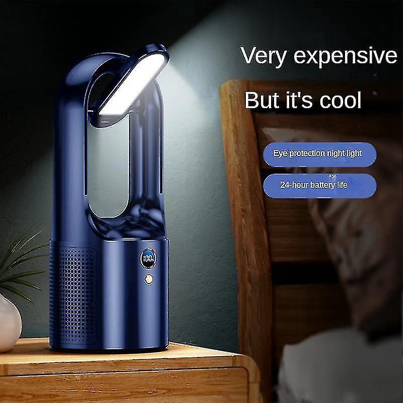 Bladeless Electric Fan With Desk Lamp Usb Rechargeable Silent Mini Portable Air Cooling Fan 6-speed