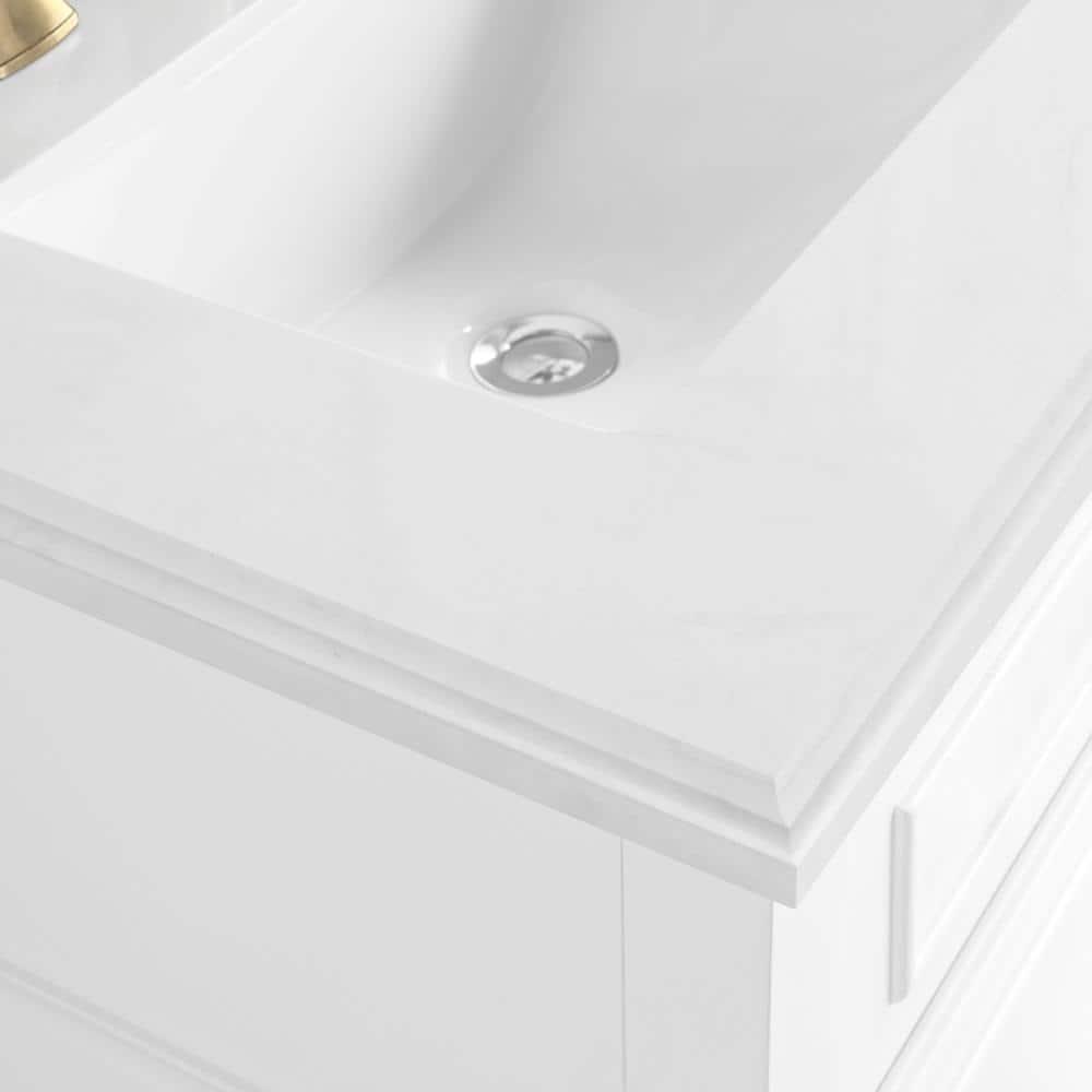 Home Decorators Collection Melpark 60 in W x 22 in D x 345 in H Bath Vanity in White with White Cultured Marble Top