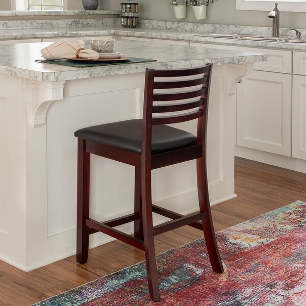 Linon Piedmont Espresso Ladder Back Counter Stool