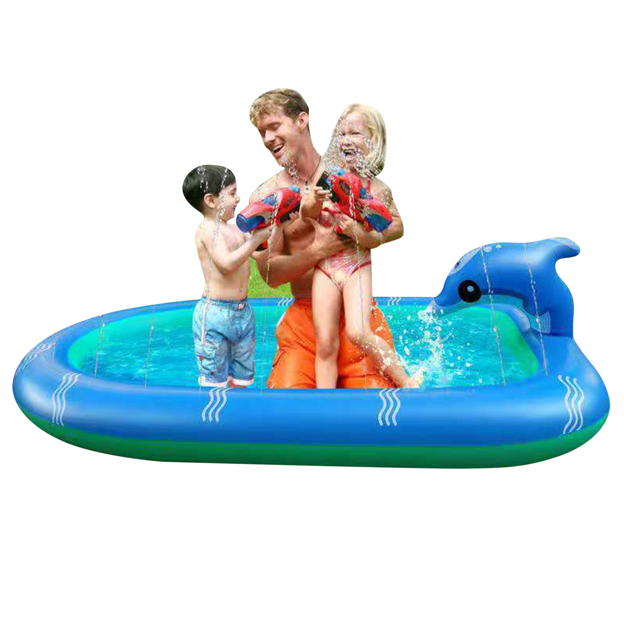 Owl's-Yard Inflatable Dolphin Swimming Pool， Kiddie Pools Wading Pools Inflatable Water Toys Water Pool Pad