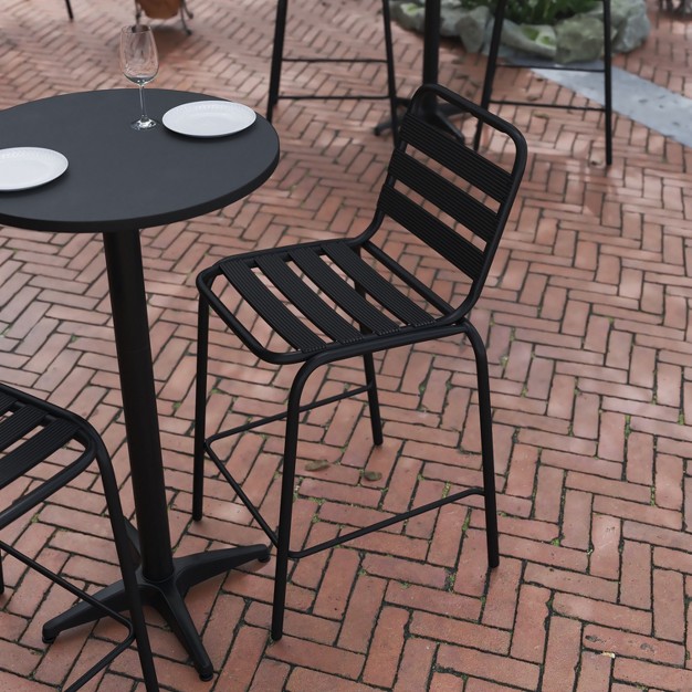 Flash Furniture Lila Commercial Metal Indoor outdoor Restaurant Bar Height Stool With Metal Triple Slat Back