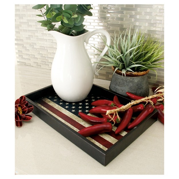 Rustic Elegance American Flag Tray Set Red white blue 3pk Olivia amp May