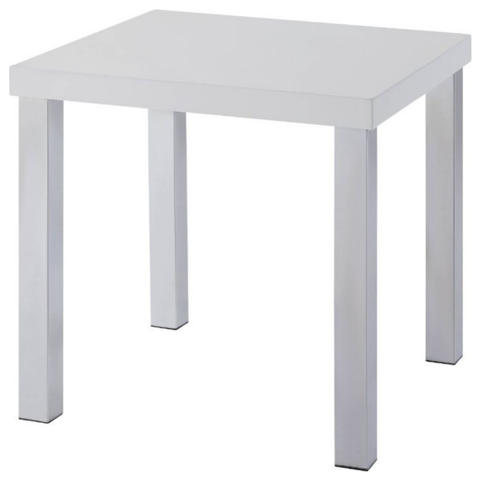 Ergode End Table White High Gloss and Chrome   Contemporary   Side Tables And End Tables   by VirVentures  Houzz