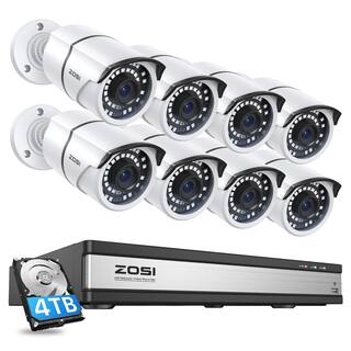 ZOSI 16-Channel 4K POE Security Cameras System with 4TB Hard Drive and 8 Wired 5MP Outdoor IP Cameras 120 ft. Night Vision 16DK-2615W8-40-A2