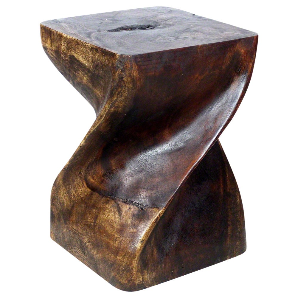 Haussmann? Big Twist Wood Stool Table 14 in SQ x 20 in H Mocha Oil - 14 x 14 x 20