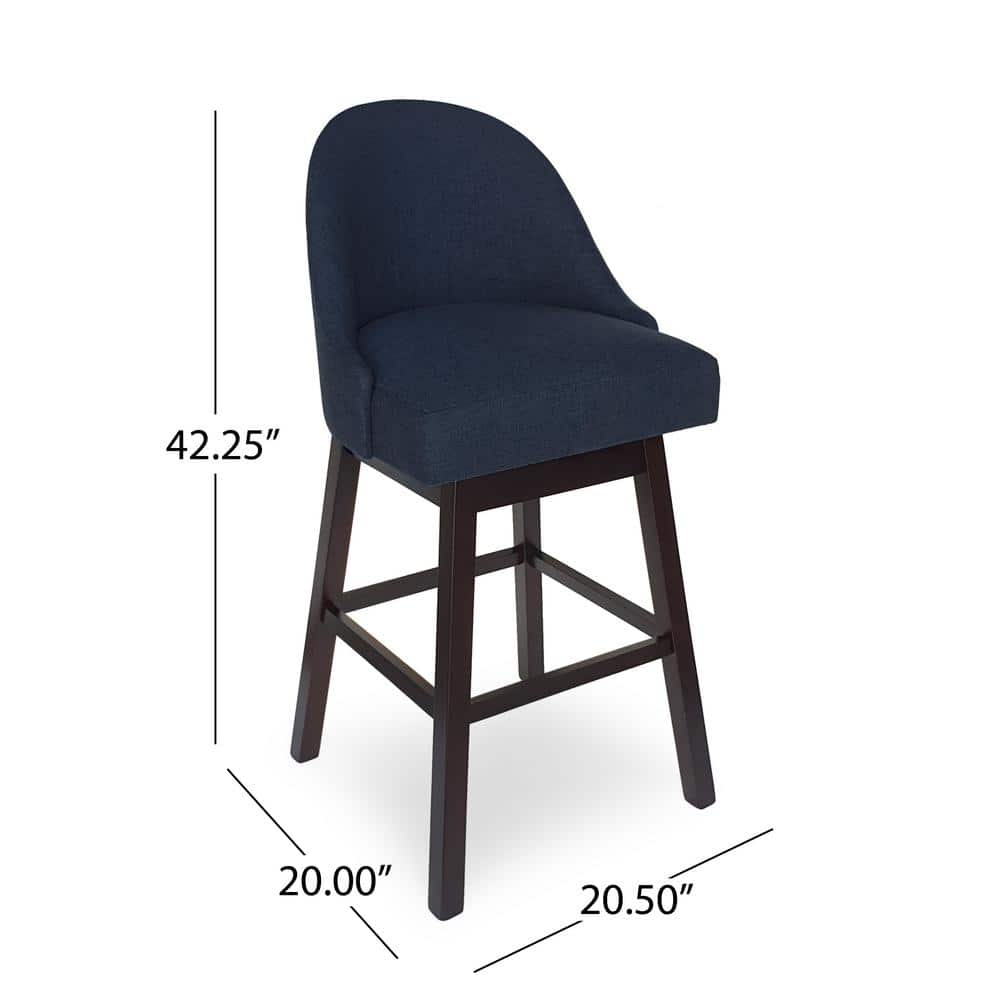 Noble House Boyd 42.25 in. Navy Blue Swivel Bar Stool (Set of 2) 70337