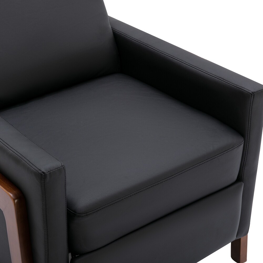 PU Leather Accent Chairs Adjustable Recliner Chair  Black PU