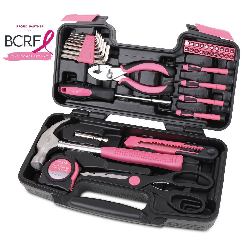 Apollo General Tool Set in Pink (39-Piece) DT9706P