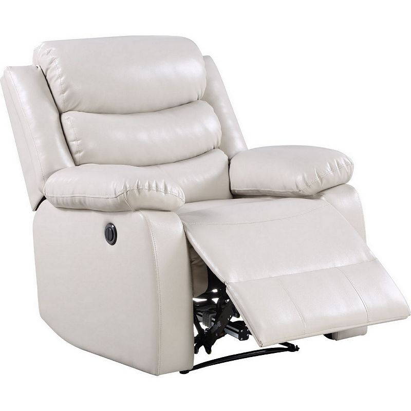 Power Recliner Chair with Split Back and Pillow Top， Cream