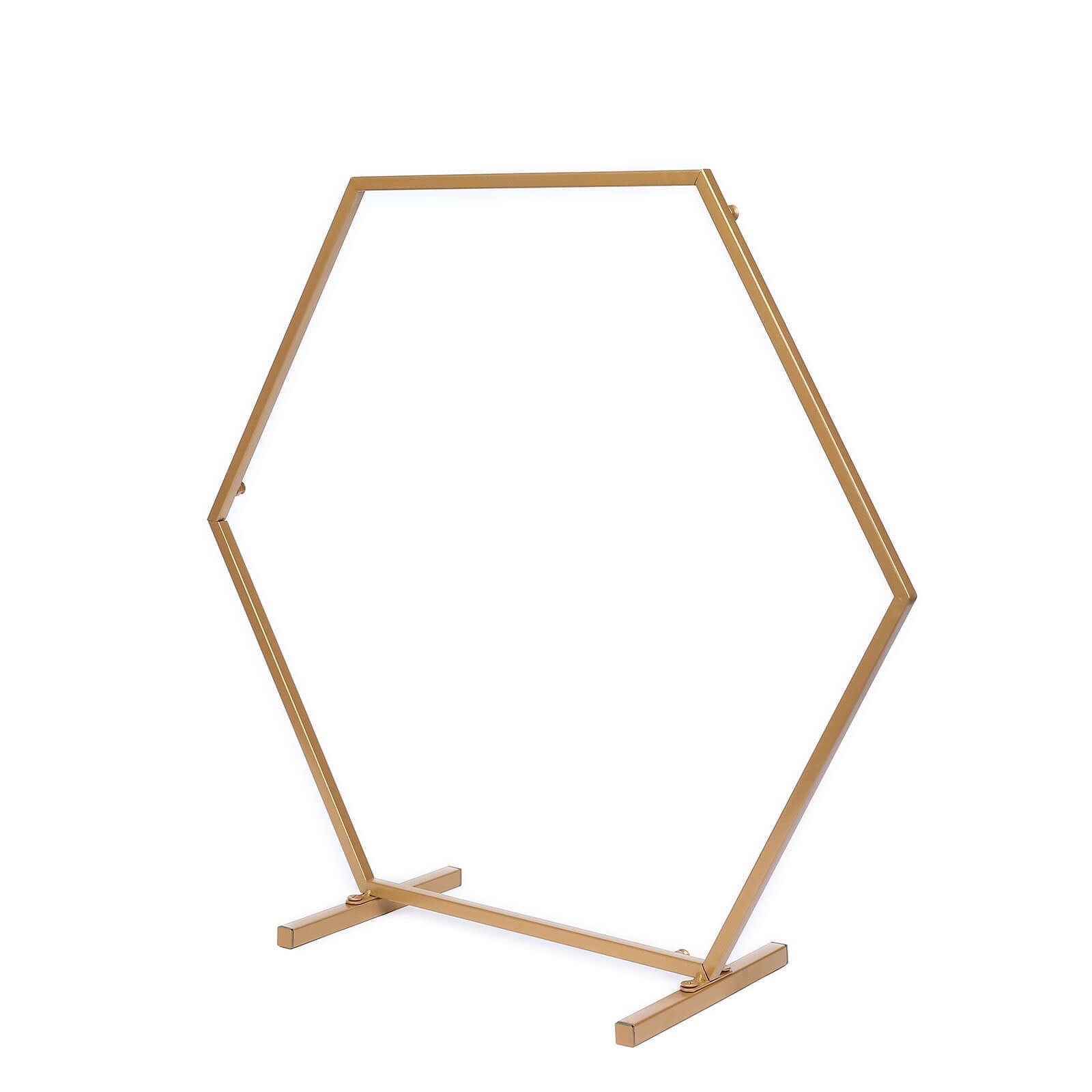 Gold Metal Hexagon Table Wedding Arch Centerpiece Stand, Geometric Self Standing Flower Balloon Frame 21