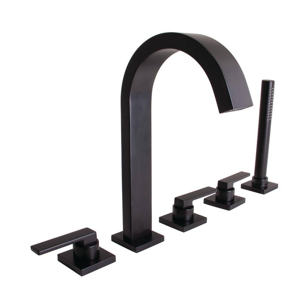 Speakman Lura 3-handle Roman Tub Faucet with Hand Shower in Matte Black SB-2533-MB