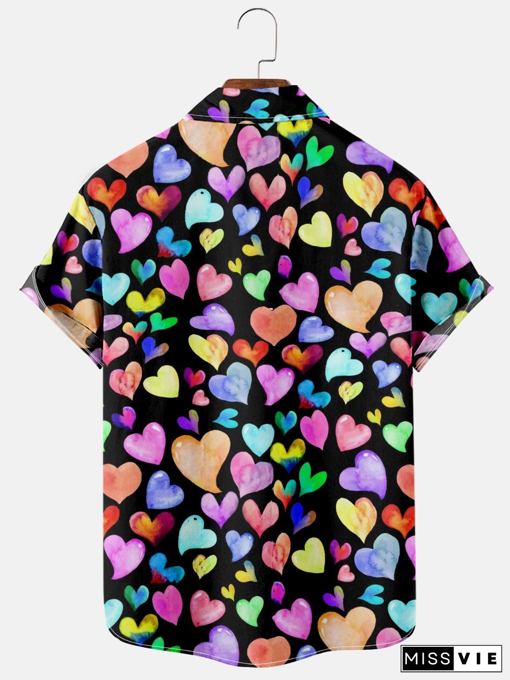 Fashion Valentine's Day Heart Print Short Sleeve Shirt