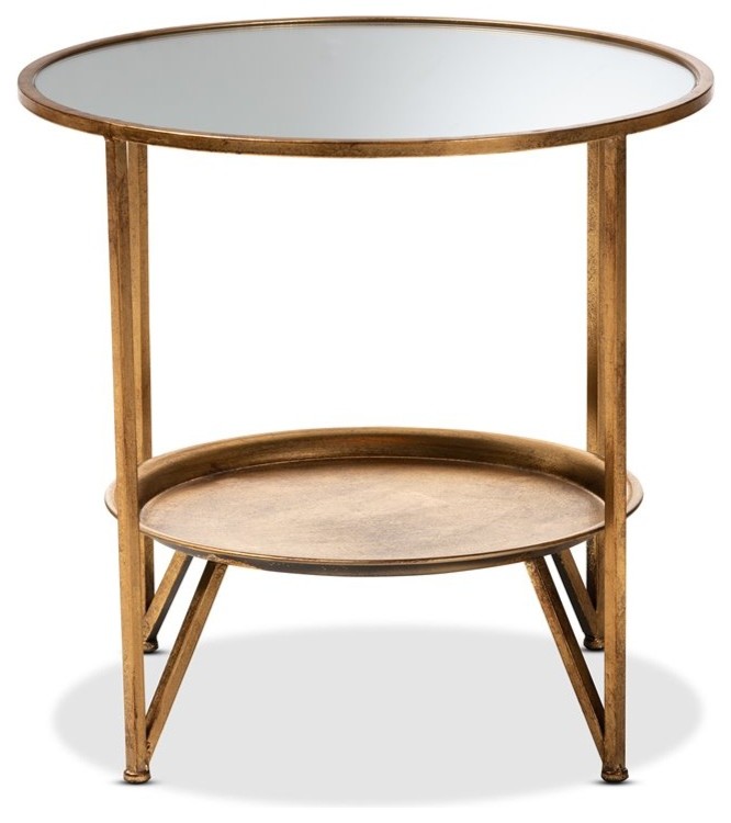 Baxton Studio Tamsin Gold Finished Metal and Mirrored Glass Table   Contemporary   Side Tables And End Tables   by HedgeApple  Houzz