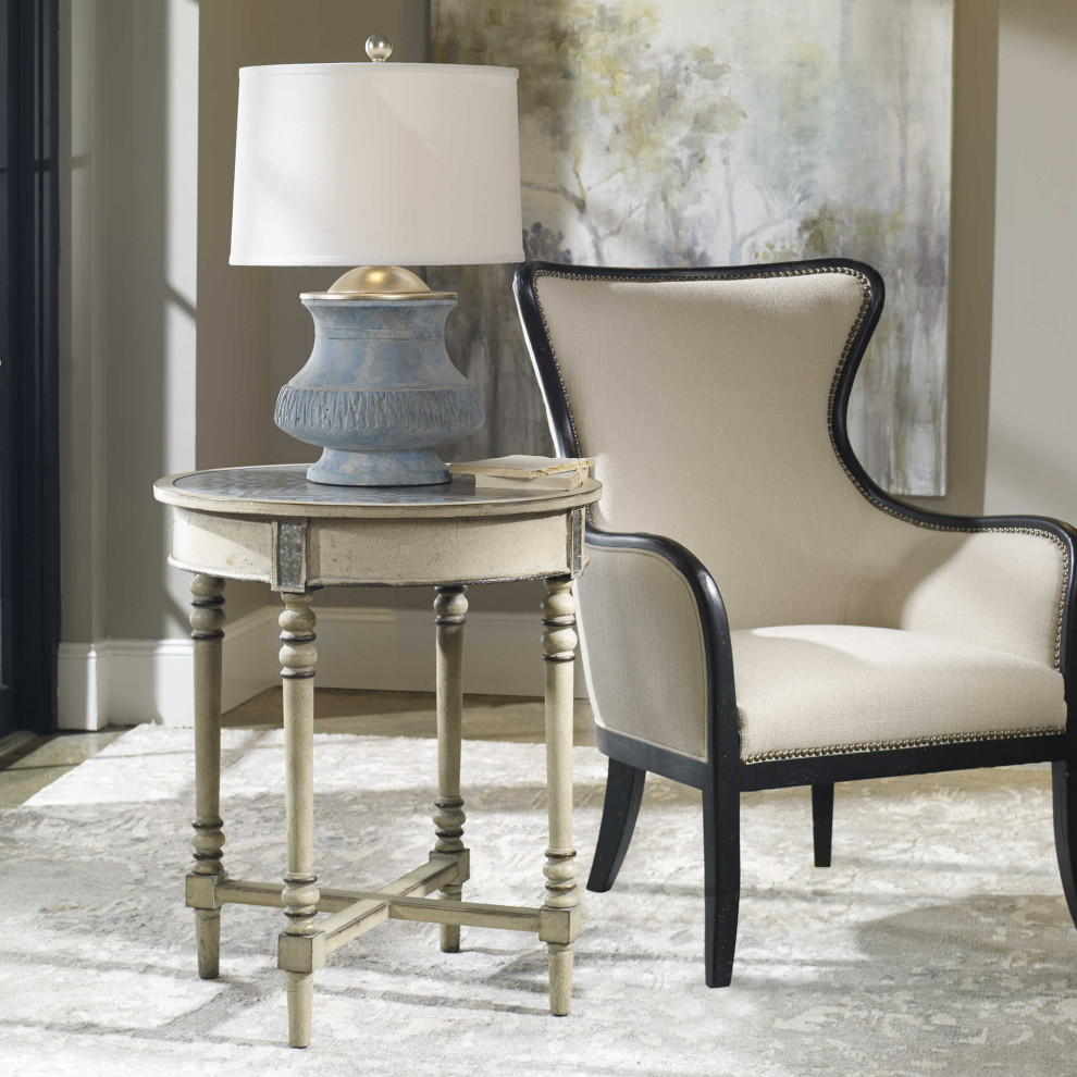 Elegant Black and White Curved Armchair   Transitional   Armchairs And Accent Chairs   by My Swanky Home  Houzz