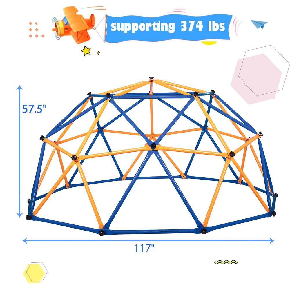 Nyeekoy 9.7 ft. Outdoor Metal Kids Climbing Dome Backyard Jungle Gym Play Set TH17F0484