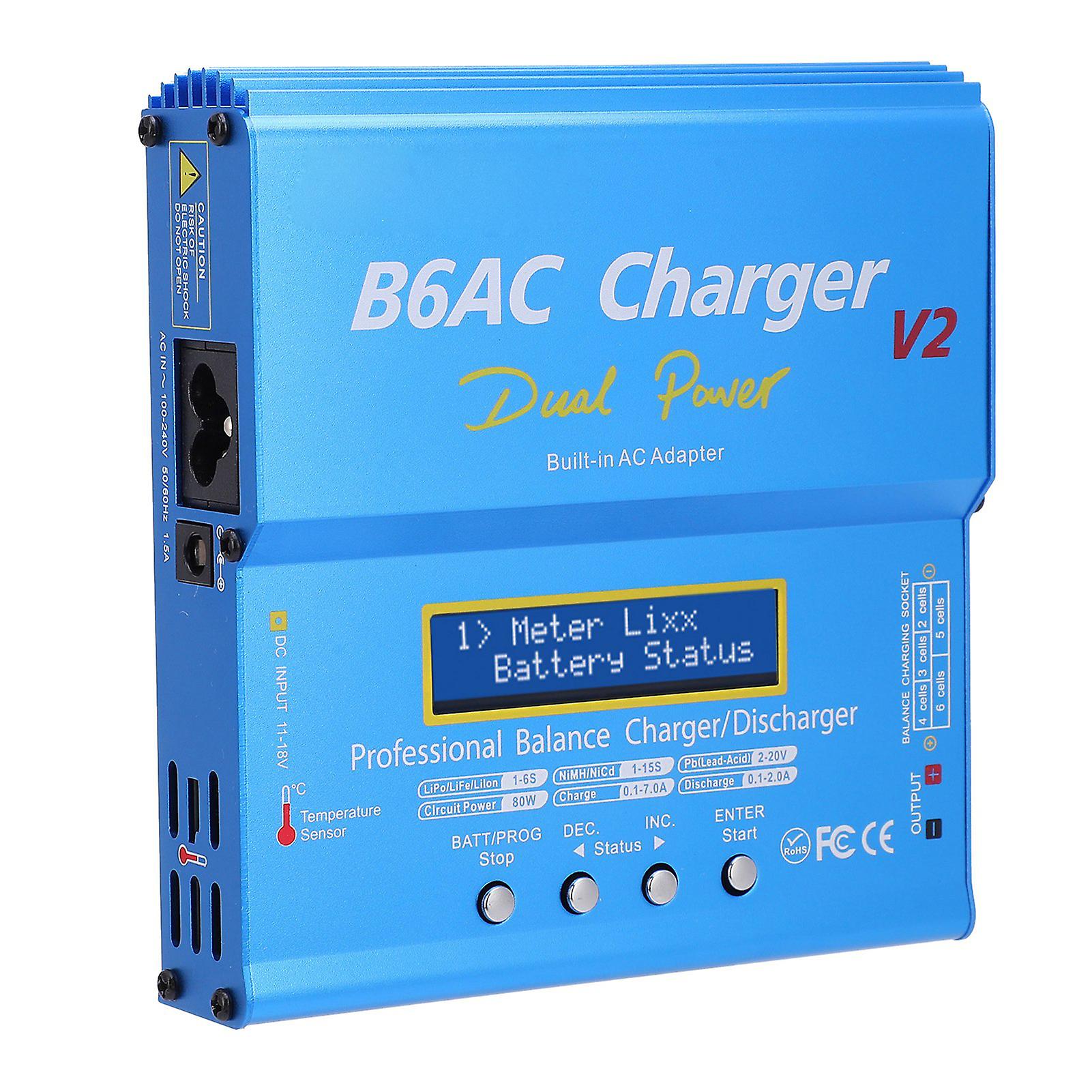 Balance Charger Discharger Intelligent Aluminum Alloy With Charging Cable 80w 7a B6ac V2blue Uk Plug 220v