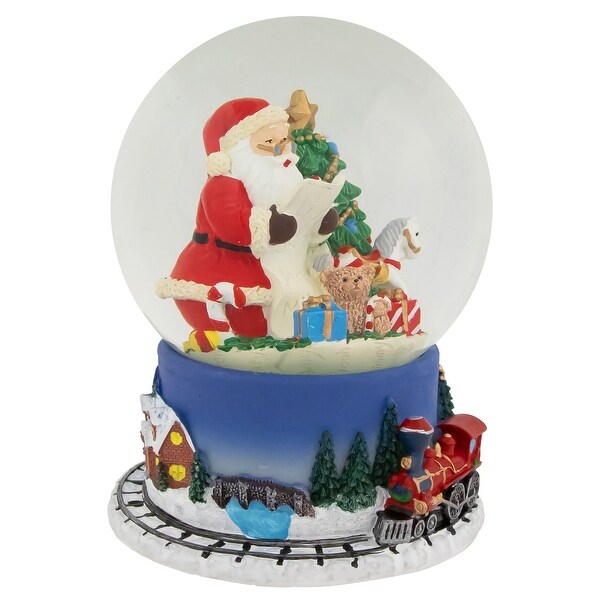 Christmas Train Around Santa Delivering Gifts Musical Water Globe