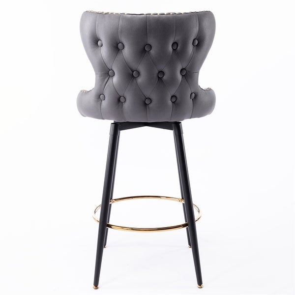 Modern Set of 2 Bar Chairs Bar Stools with Metal Legs