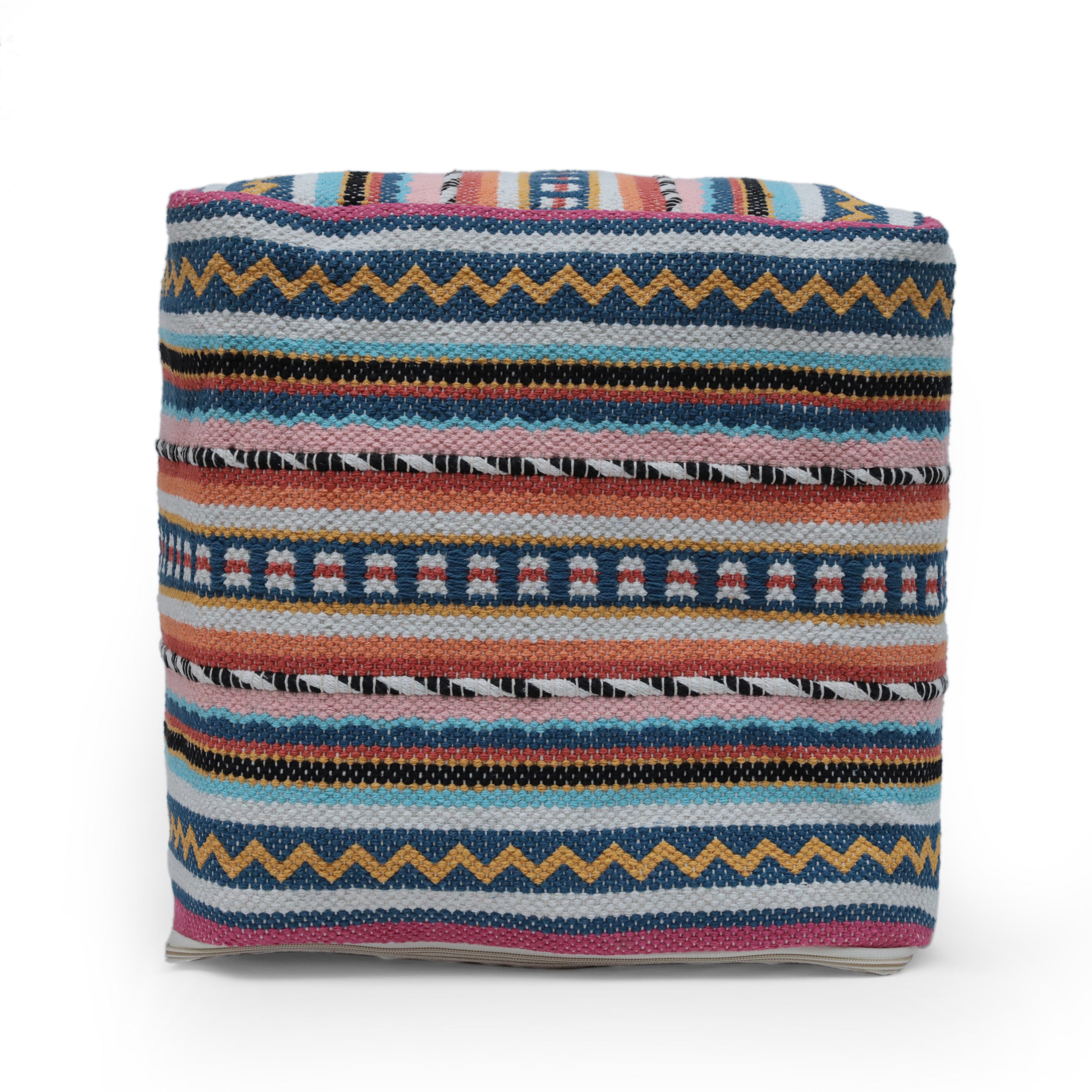 Hilliard Boho Handcrafted Peruvian Print Cube Pouf