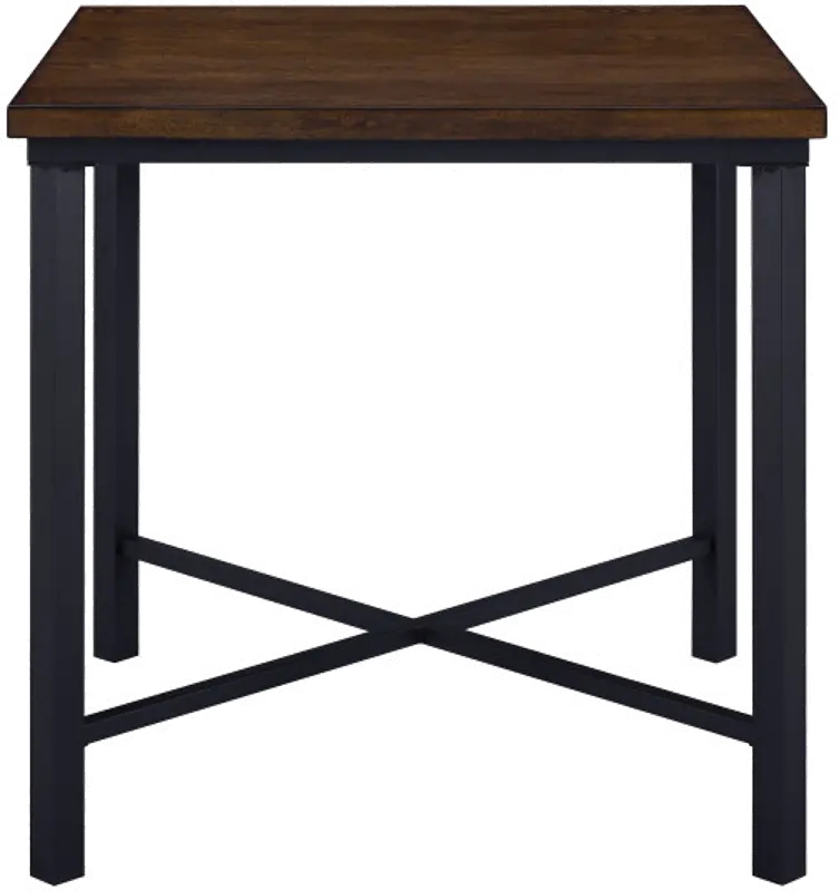 Attributes Wood and Metal Square Counter Height Dining ]Table