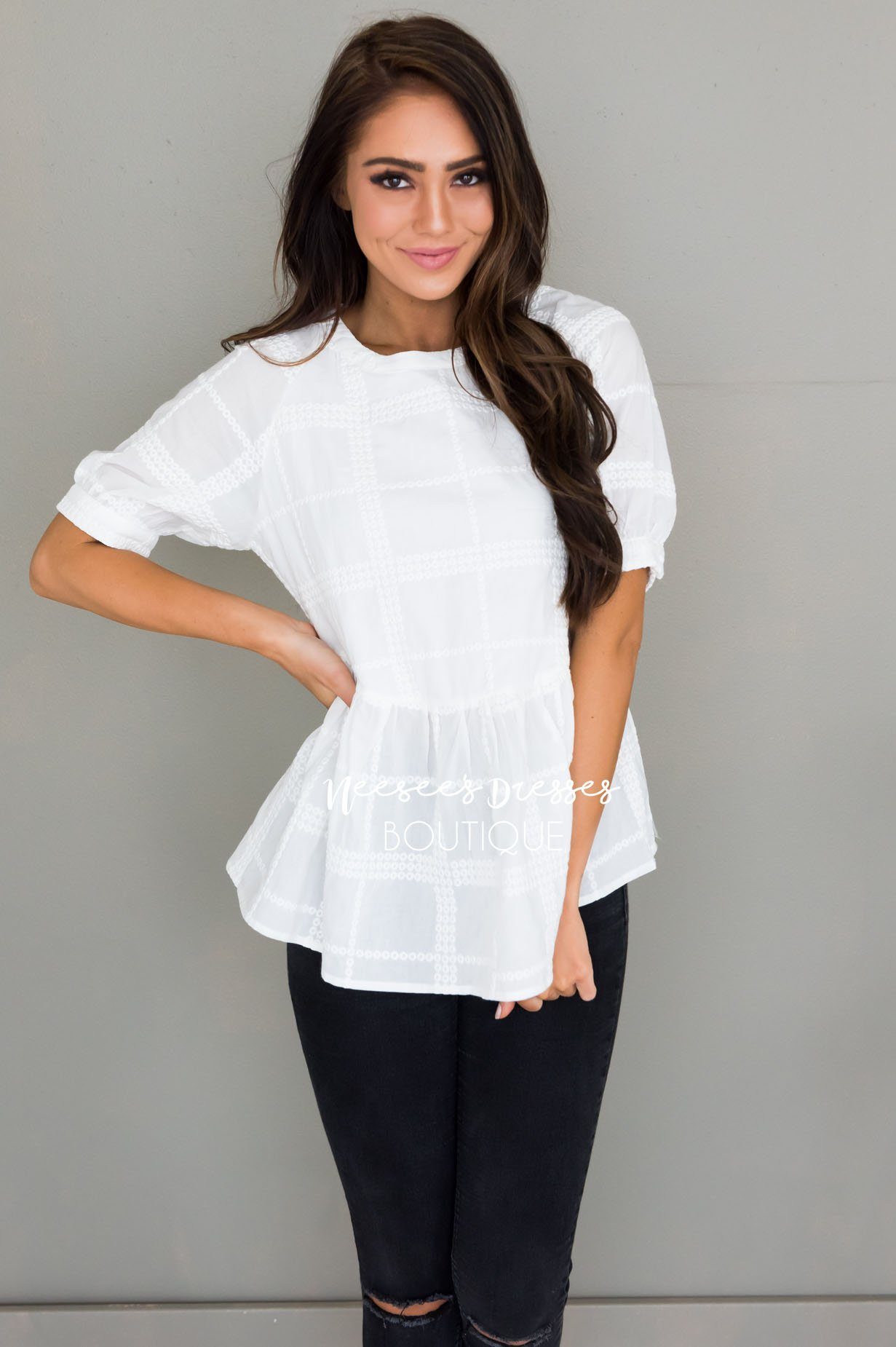 Light My Way Modest Peplum Blouse