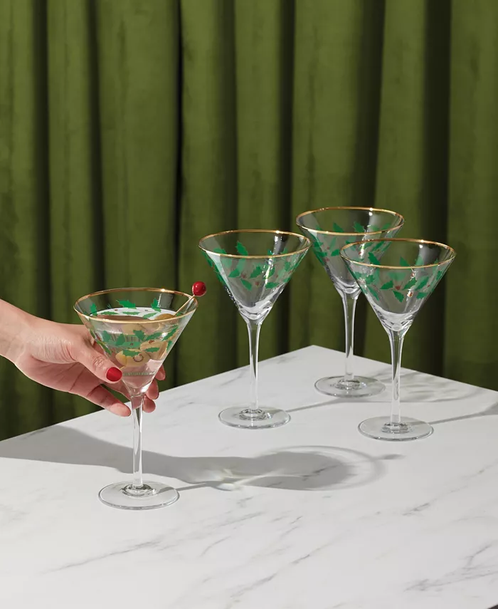 Lenox Holiday Decal Martini Glass Set of 4