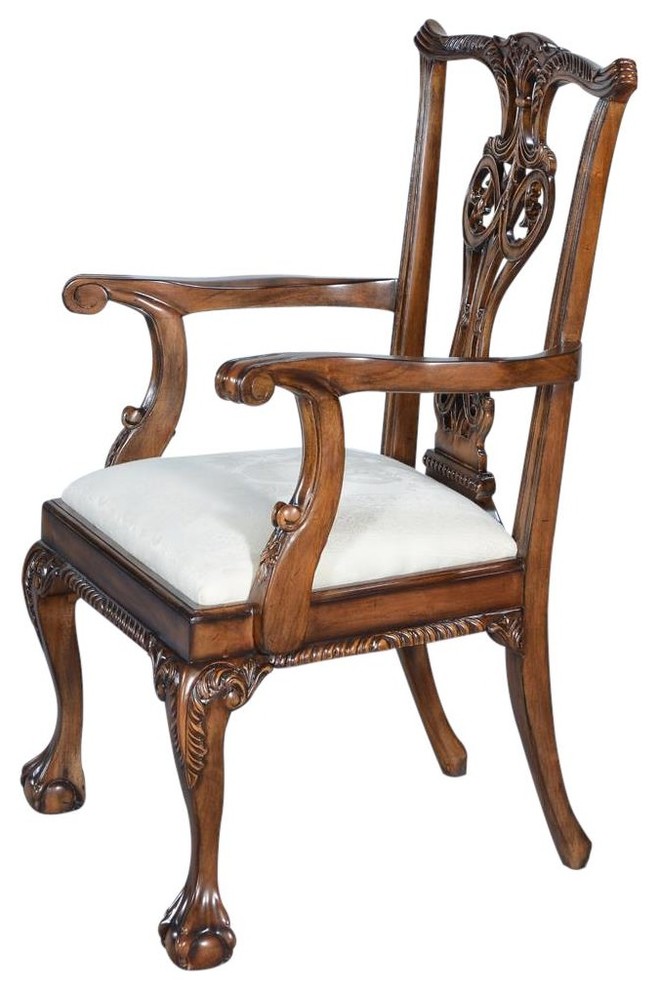 Arm Chair Thomas Duocone  Carved Ball  ampClaw  Rope Trim  Mahogany   Traditional   Armchairs And Accent Chairs   by EuroLuxHome  Houzz