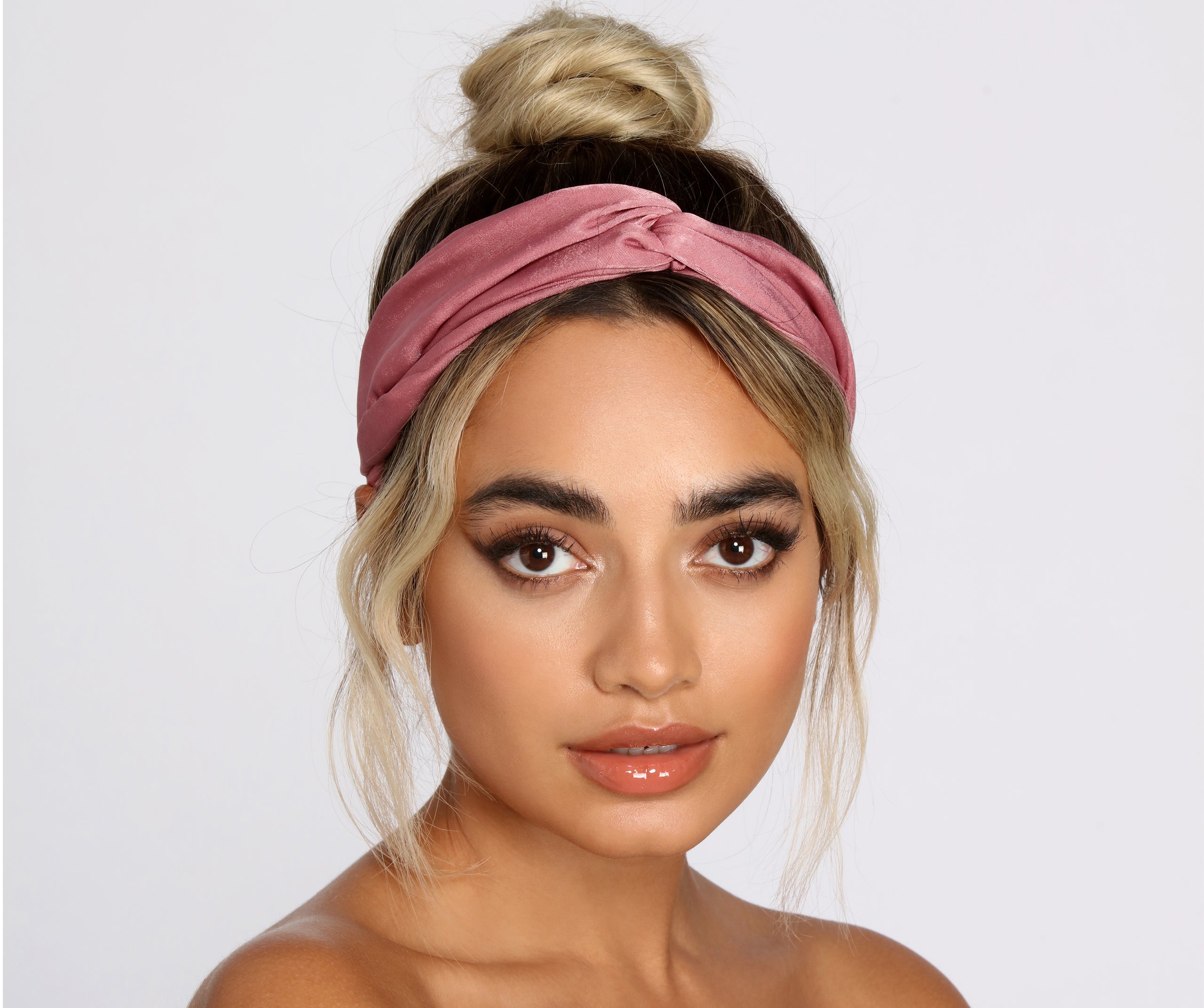 Mauve Tonez Satin Headband 2 Pack