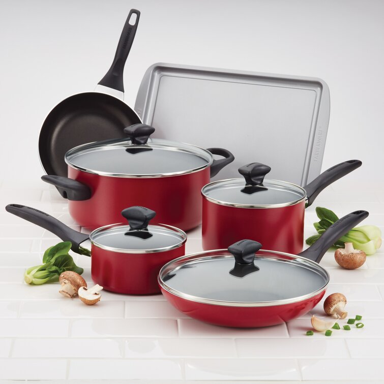 Farberware Dishwasher Safe Aluminum Nonstick Cookware Set, 15-Piece